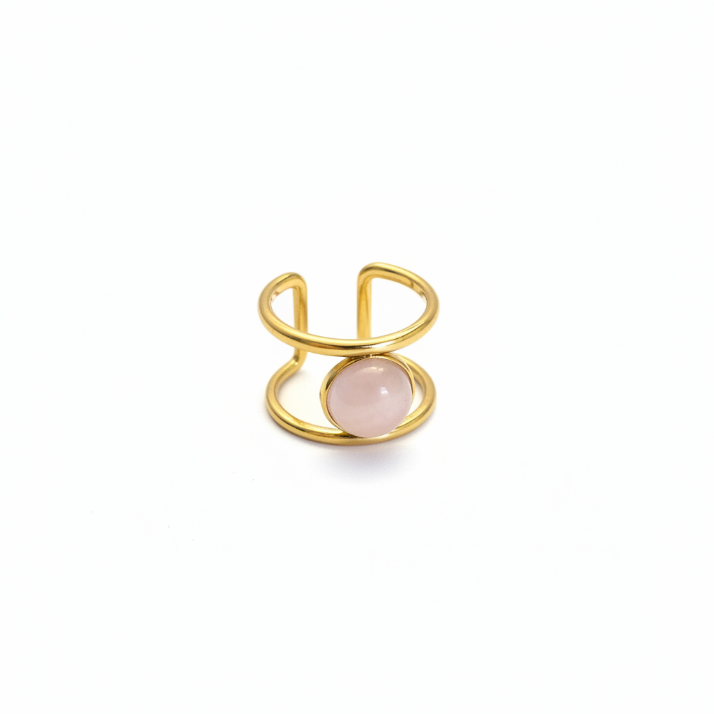 Anillo Gemas Cuarzo Rosa | Reinas by Stravaganzza Moda
