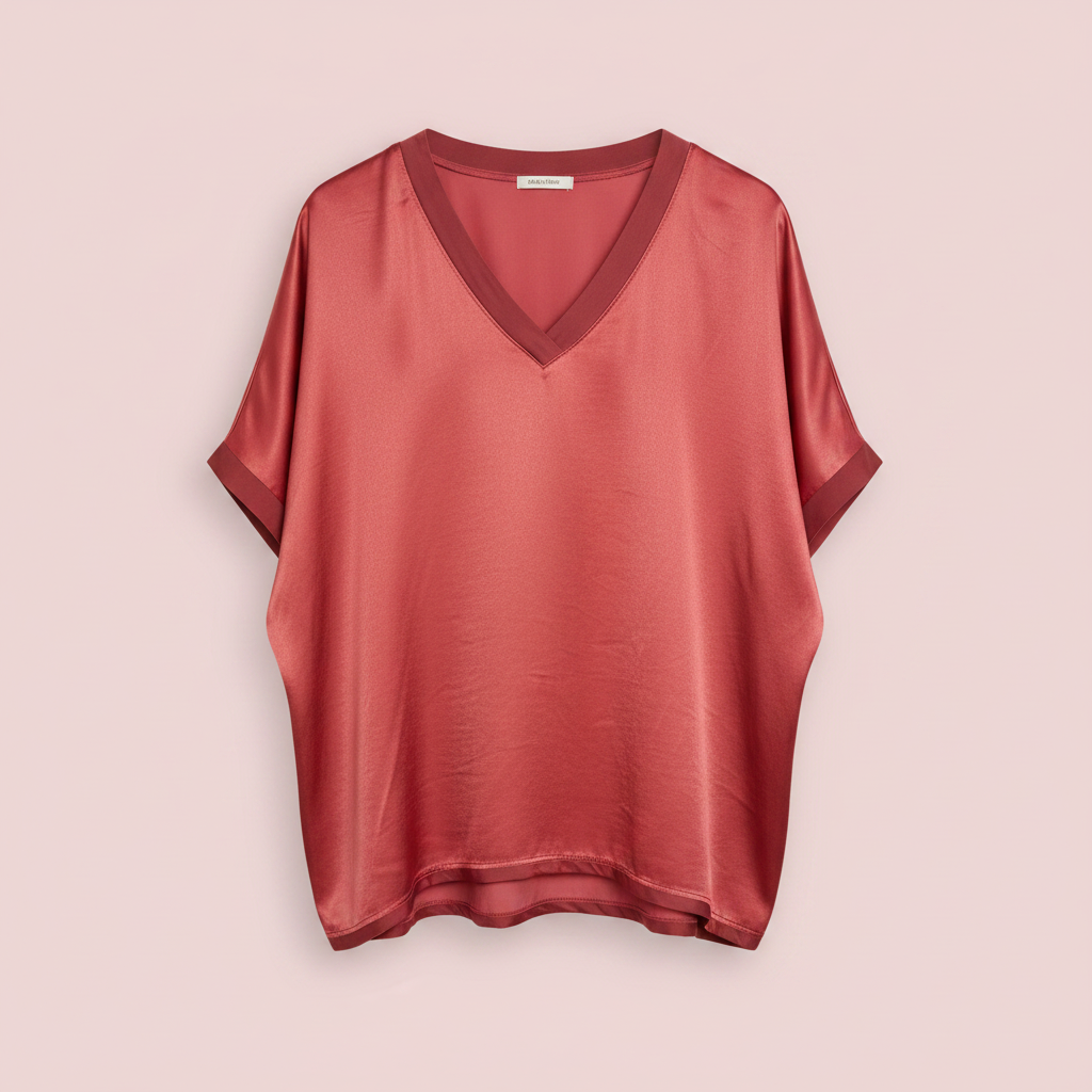 Blusa coral producto solo fondo rosa