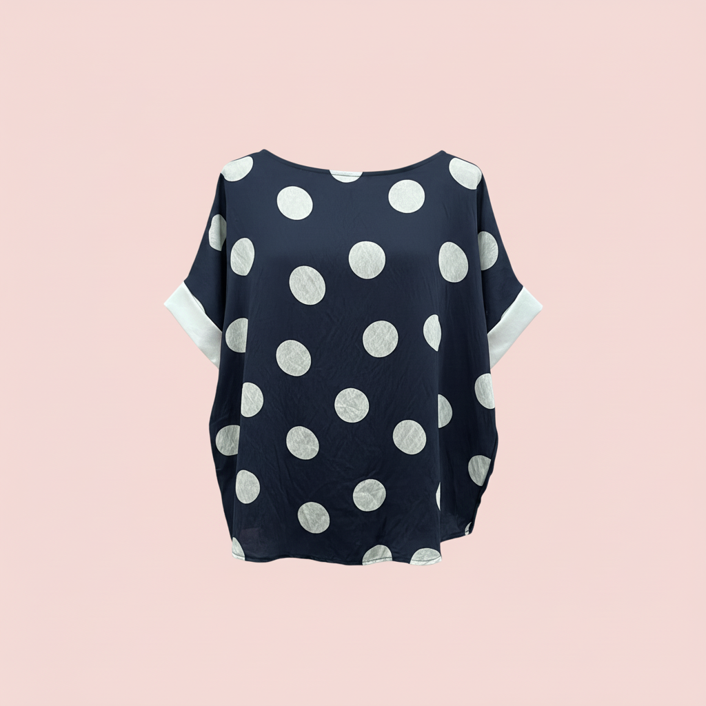 Blusa Lunares Azul Marino y Blanco