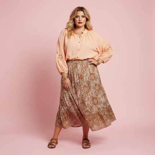 Blusa Mimosa modelo Paqui estudio hippie