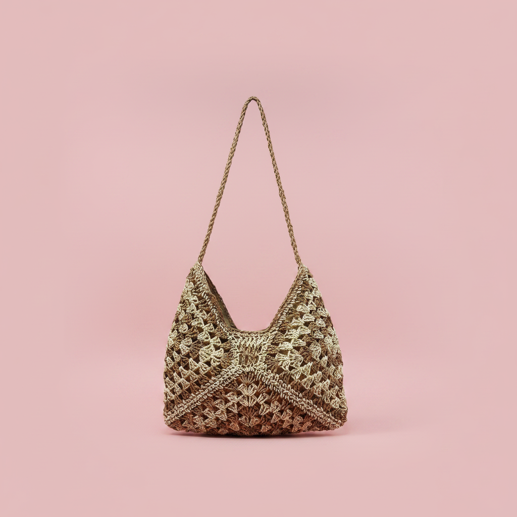 Bolso crochet camel - producto solo