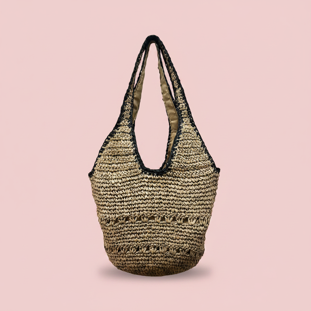 Bolso crochet fondo rosa