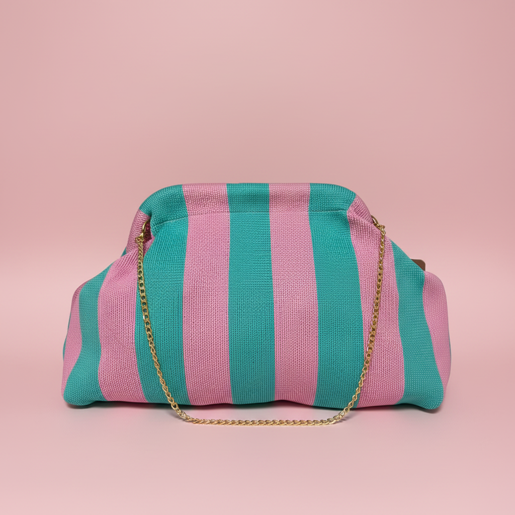 Bolso Miami - Fondo rosa cadena dorada