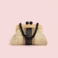 Bolso rafia fondo rosa