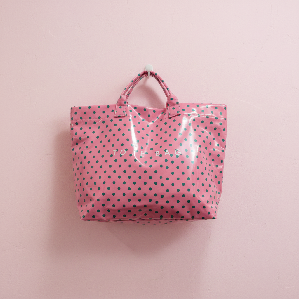 Bolso Tote Rosa Lunares Verdes - Fondo Rosa