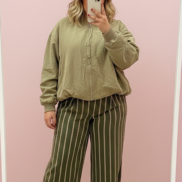 Bomber Savana Paqui Espejo stripes verde beige