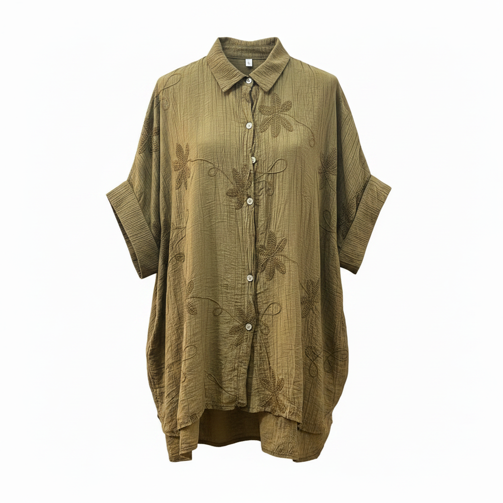 Camisa verde oliva sin percha ni etiqueta