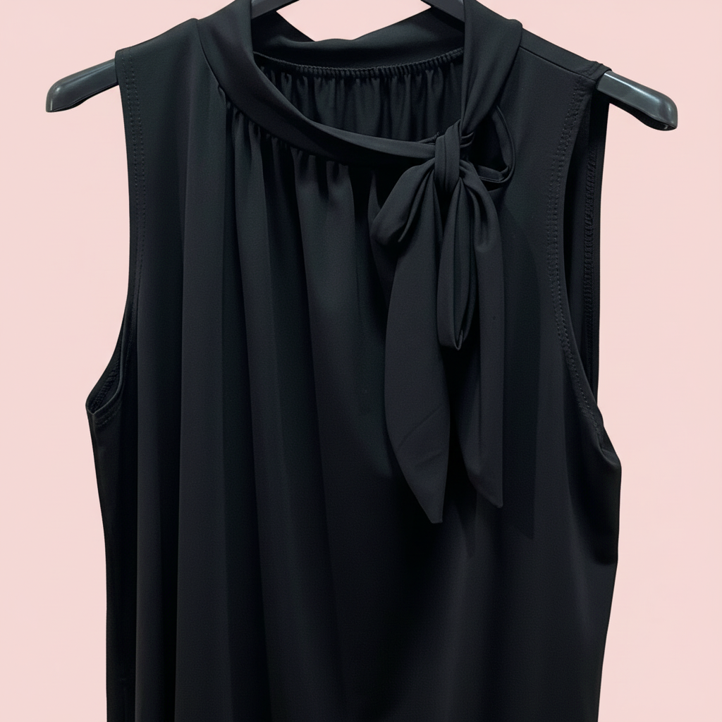 Camiseta negra lazo detalle