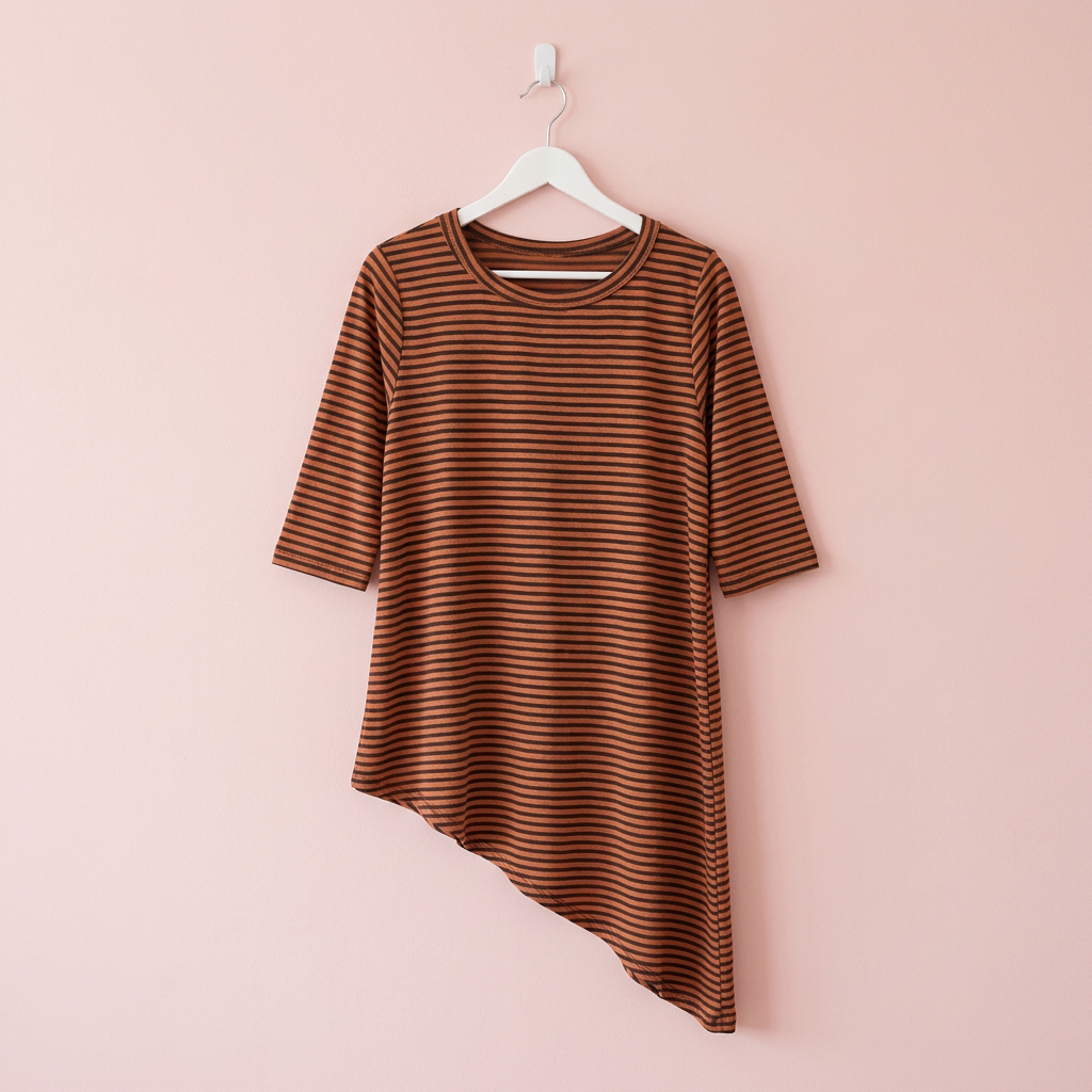 Camiseta Sesgo teja y marrón