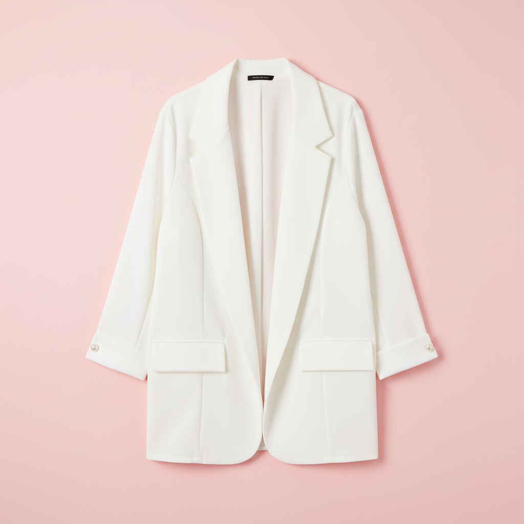 Chaqueta blanca fondo rosa