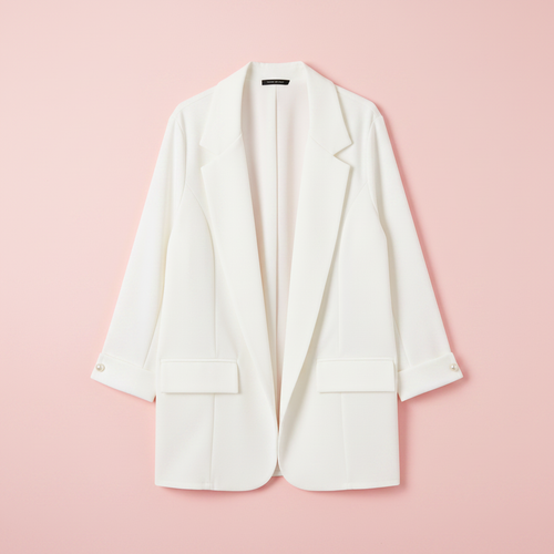 Chaqueta blanca fondo rosa