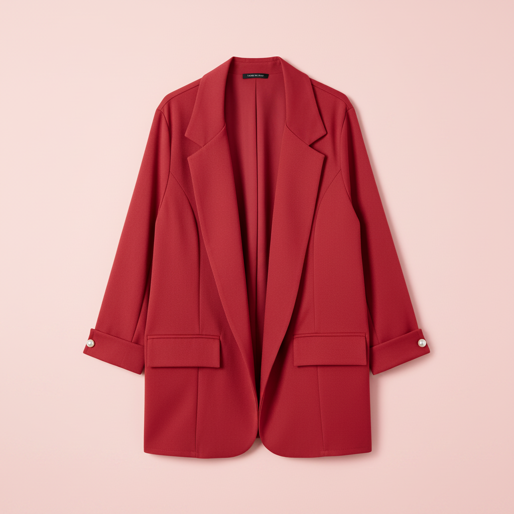 Chaqueta roja fondo rosa