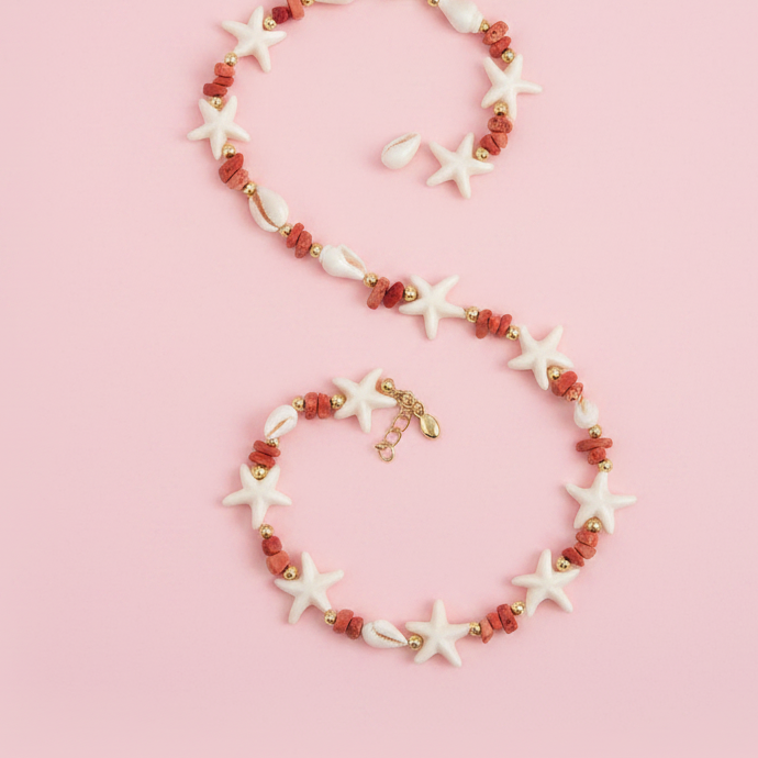 Collar Caracola Coral chispitas