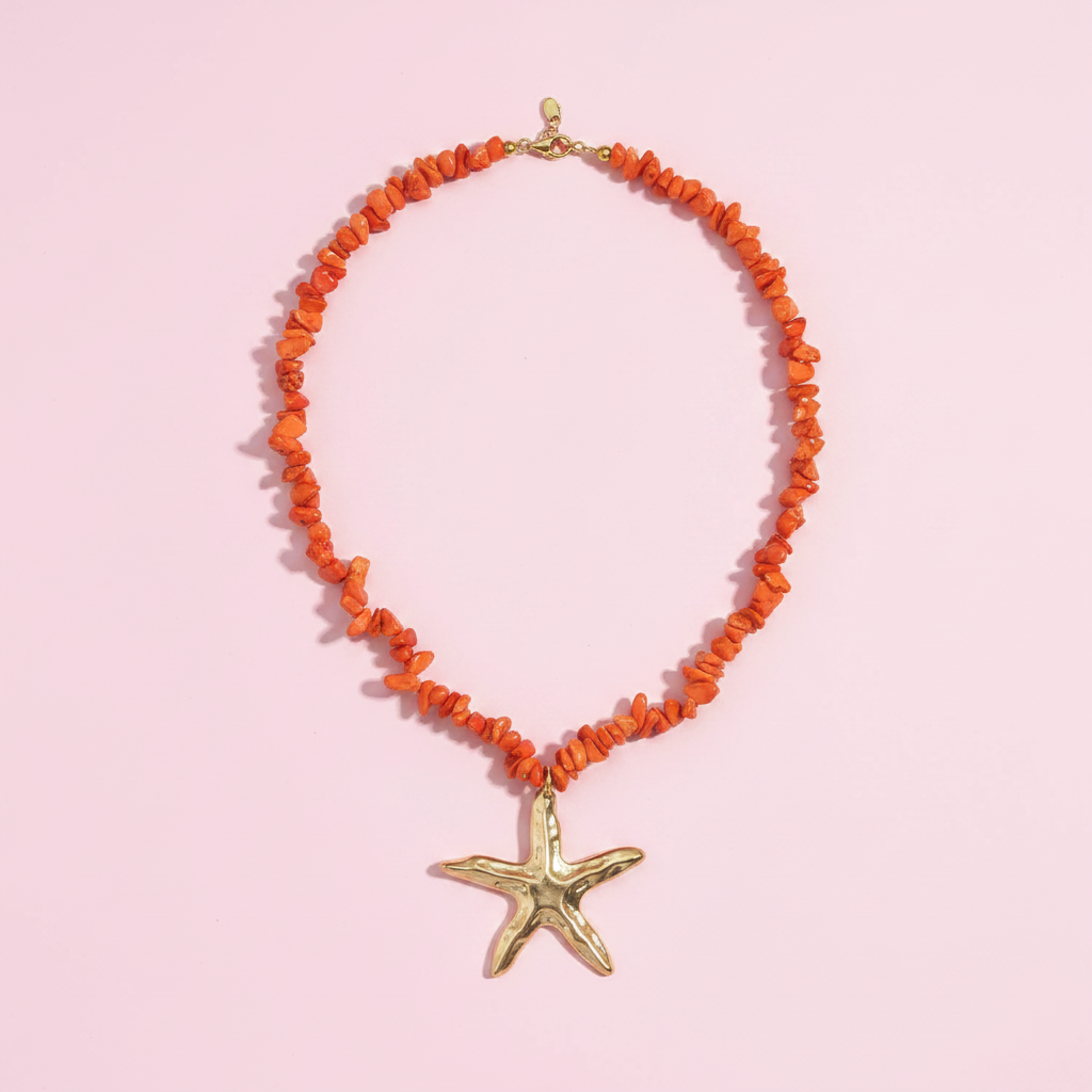 Collar coral naranja estrella de mar