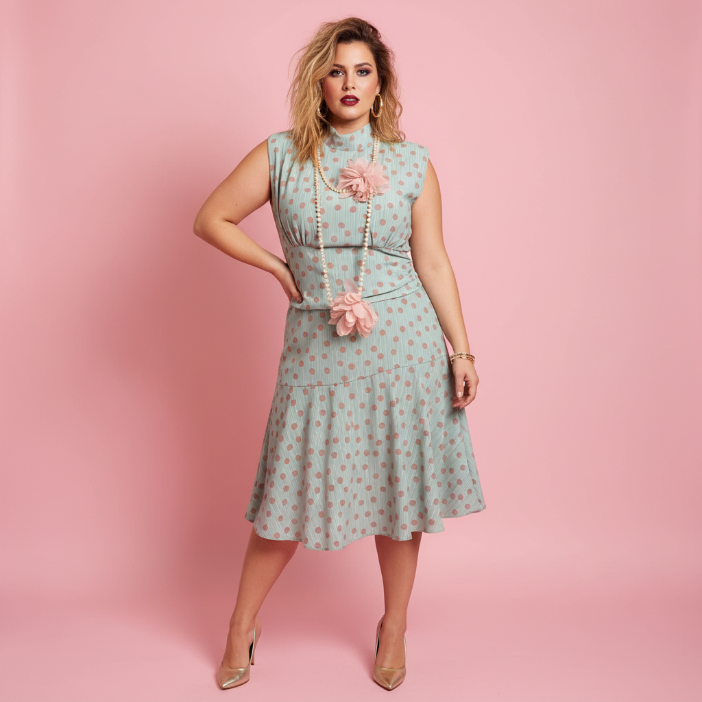 Collar Dahlia Rosa Nude - Paqui vestido midi lunares tacones