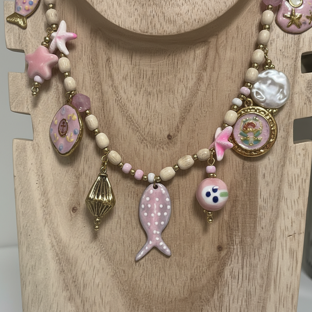 Collar Doble Rosa Mar - Detalle