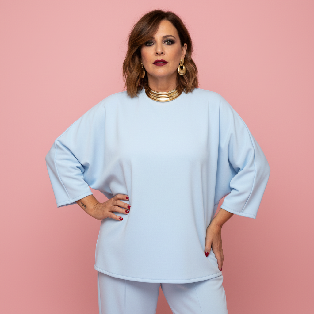 Conjunto azul celeste con modelo Paqui - mangas sin costura