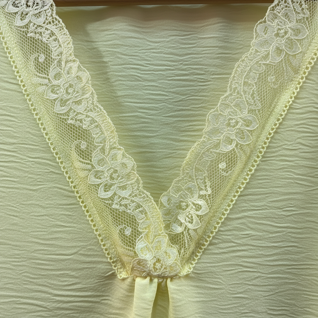 Detalle encaje floral amarillo