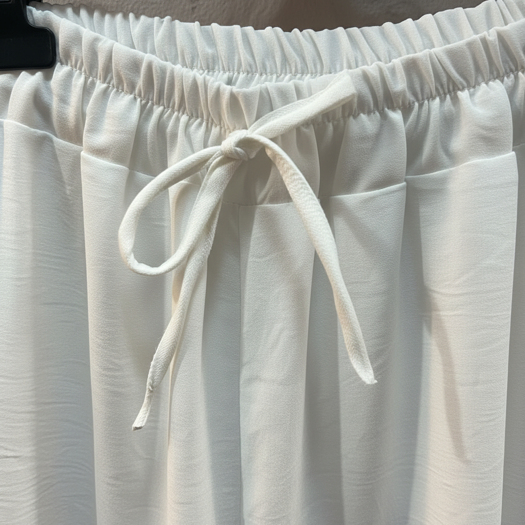 Detalle pantalón bombacho blanco
