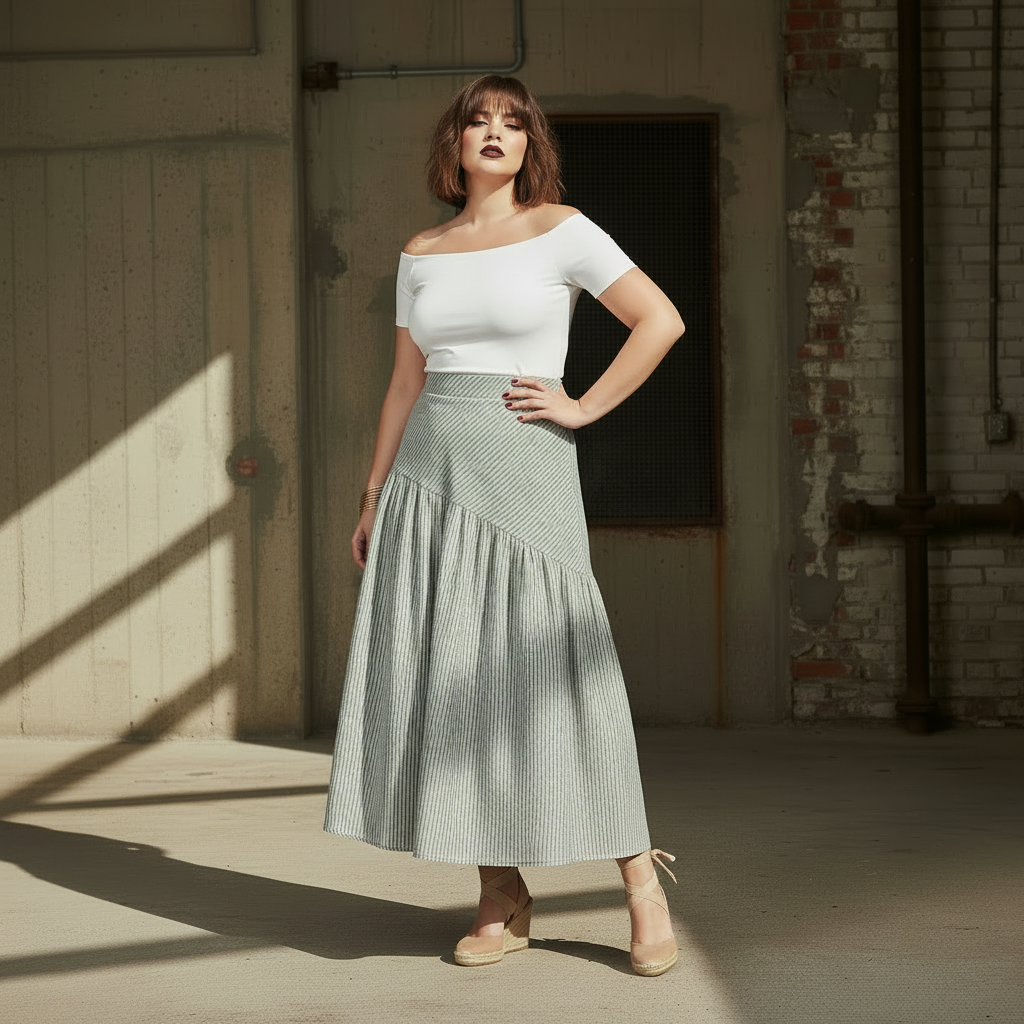 Falda rayas - camisa manga corta ancha