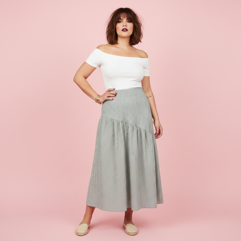 Falda rayas Paqui - off shoulder