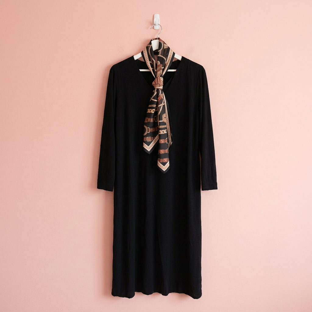Foto de producto del vestido negro con pañuelo