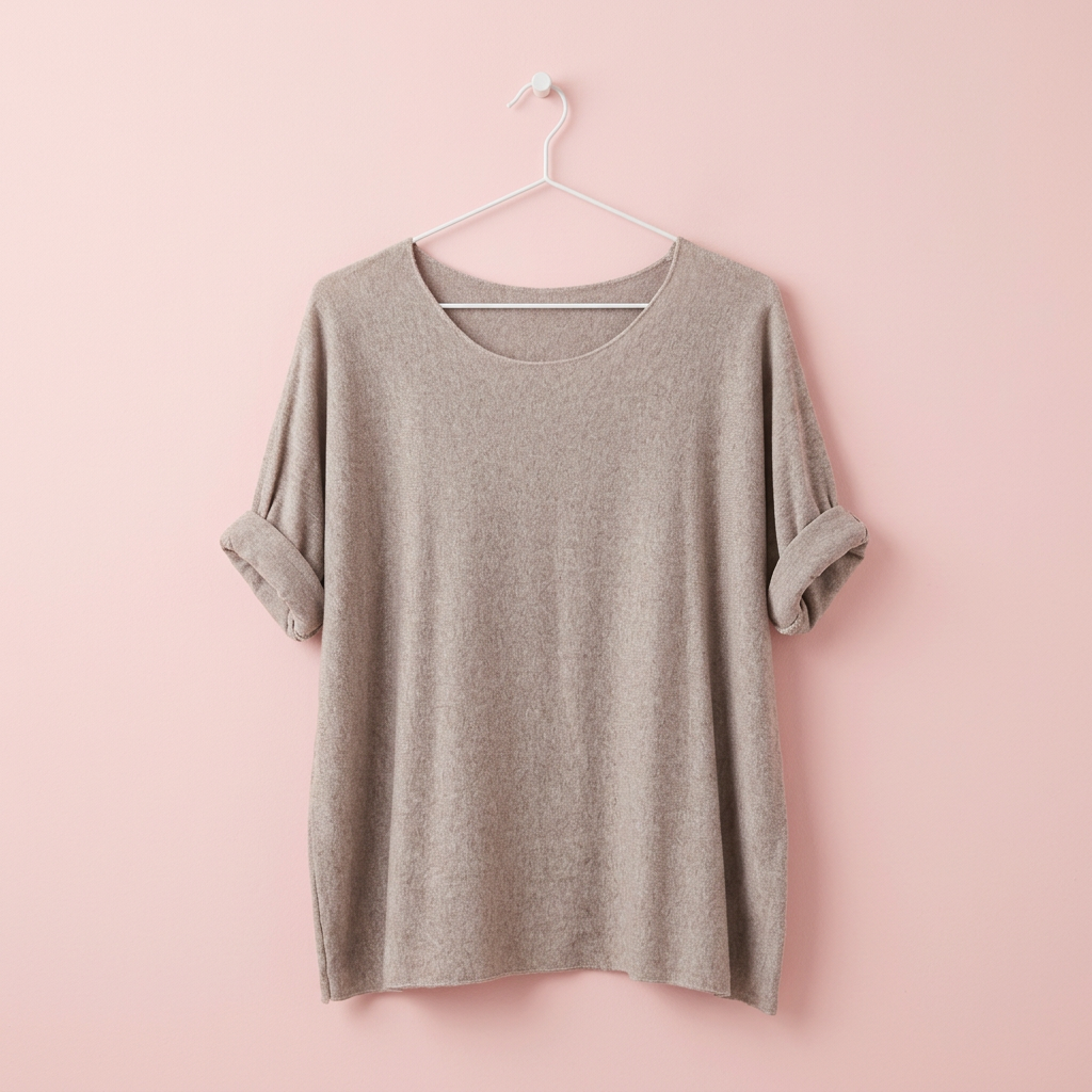 Foto de producto en taupe claro, sobre fondo rosa pastel