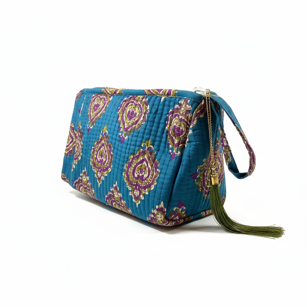 Neceser Damasco Turquesa Lateral
