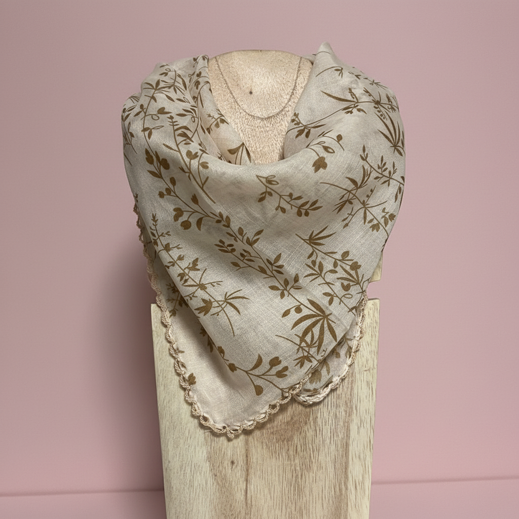 Pañuelo Verbena - Maniquí fondo rosa