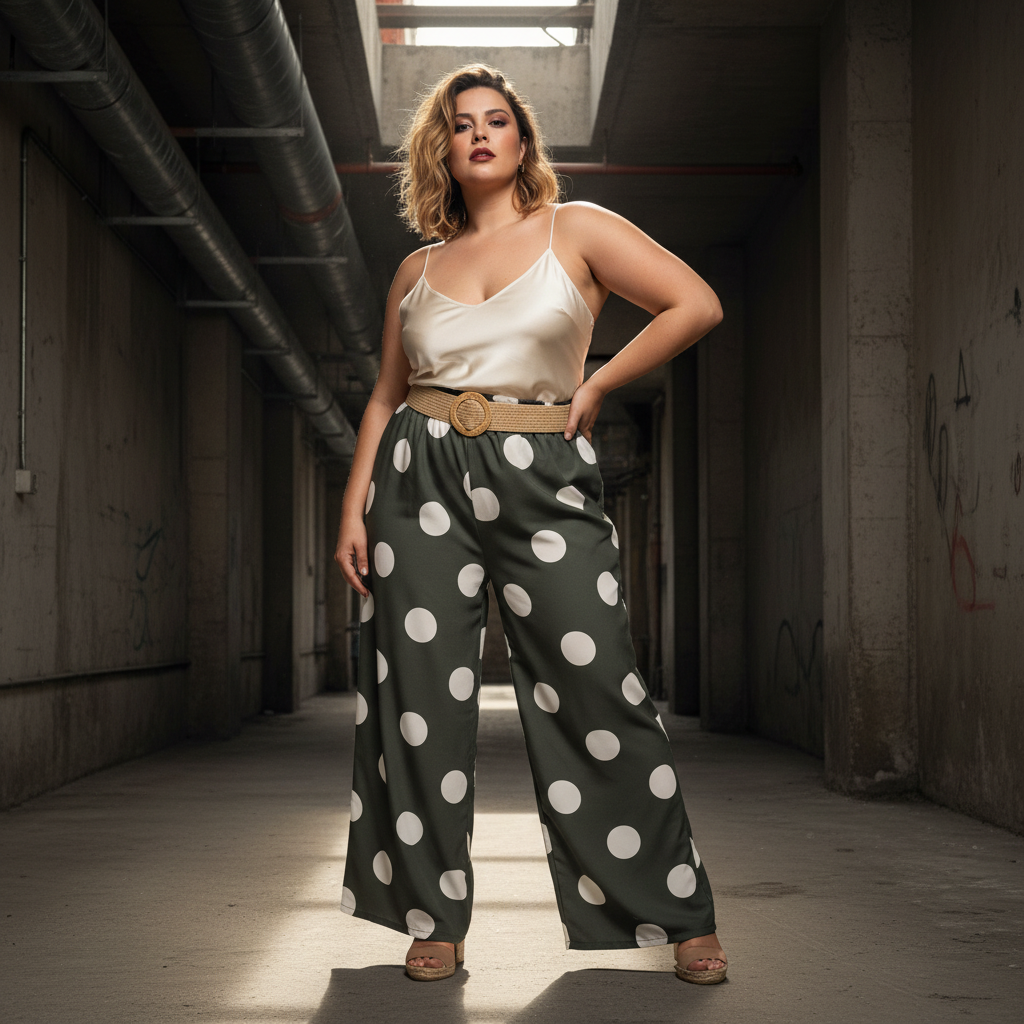 Pantalón Lunares Pop Verde Army - Urbana exterior lencera marfil