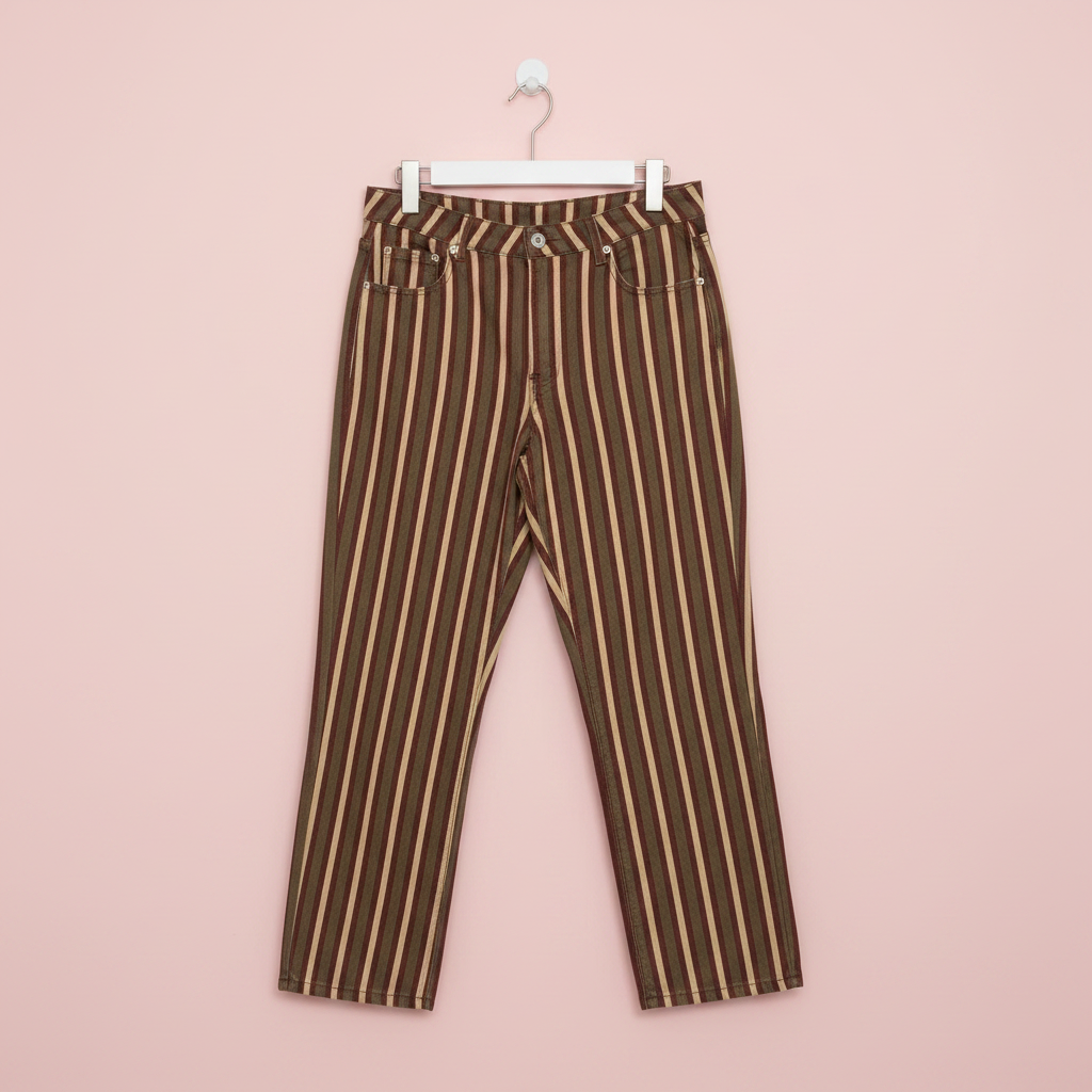 Pantalón rayas marrón camel percha