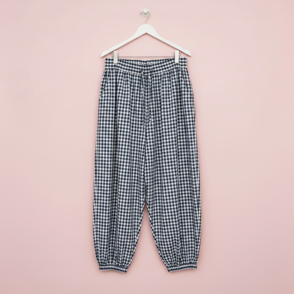 Pantalón Vichy Azul Marino y Blanco