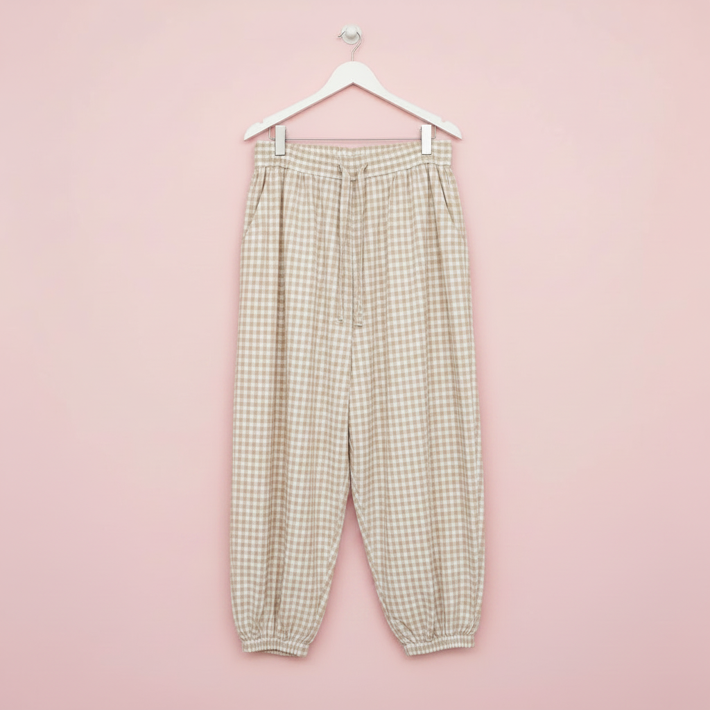 Pantalón Vichy Beige/Blanco