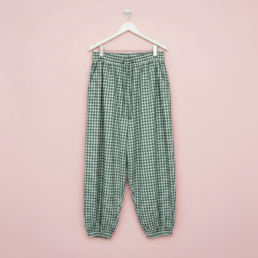 Pantalón Vichy Verde Cacería y Blanco