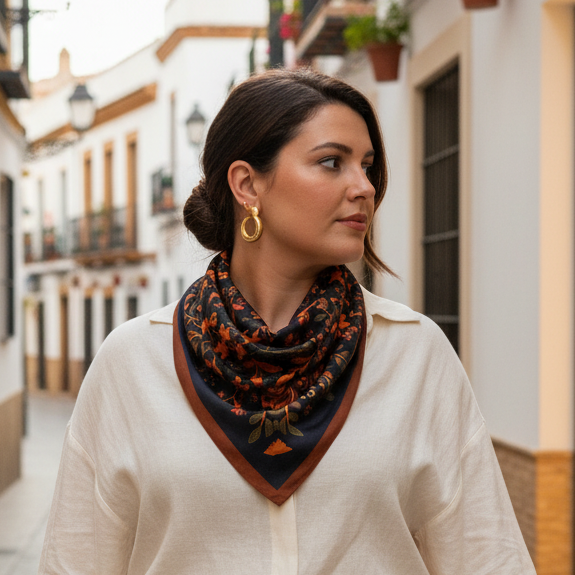 Pañuelo Triangular Jade antracita | Reinas by Stravaganzza Moda