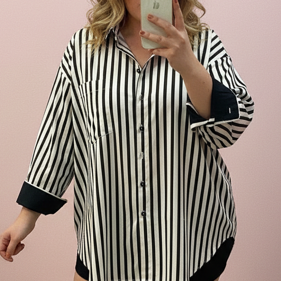 Paqui Espejo - Camisa Rayas manga negra