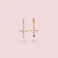Pendientes cruz beads - fondo rosa