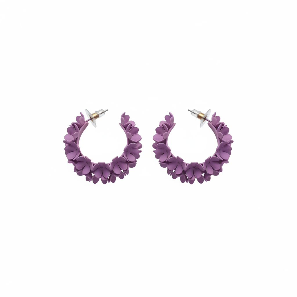 Pendientes Floralía Lila - Fondo Blanco