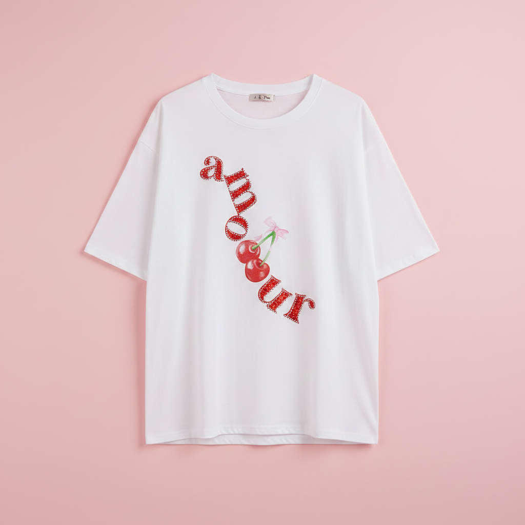 Producto Amour cerezas fondo rosa