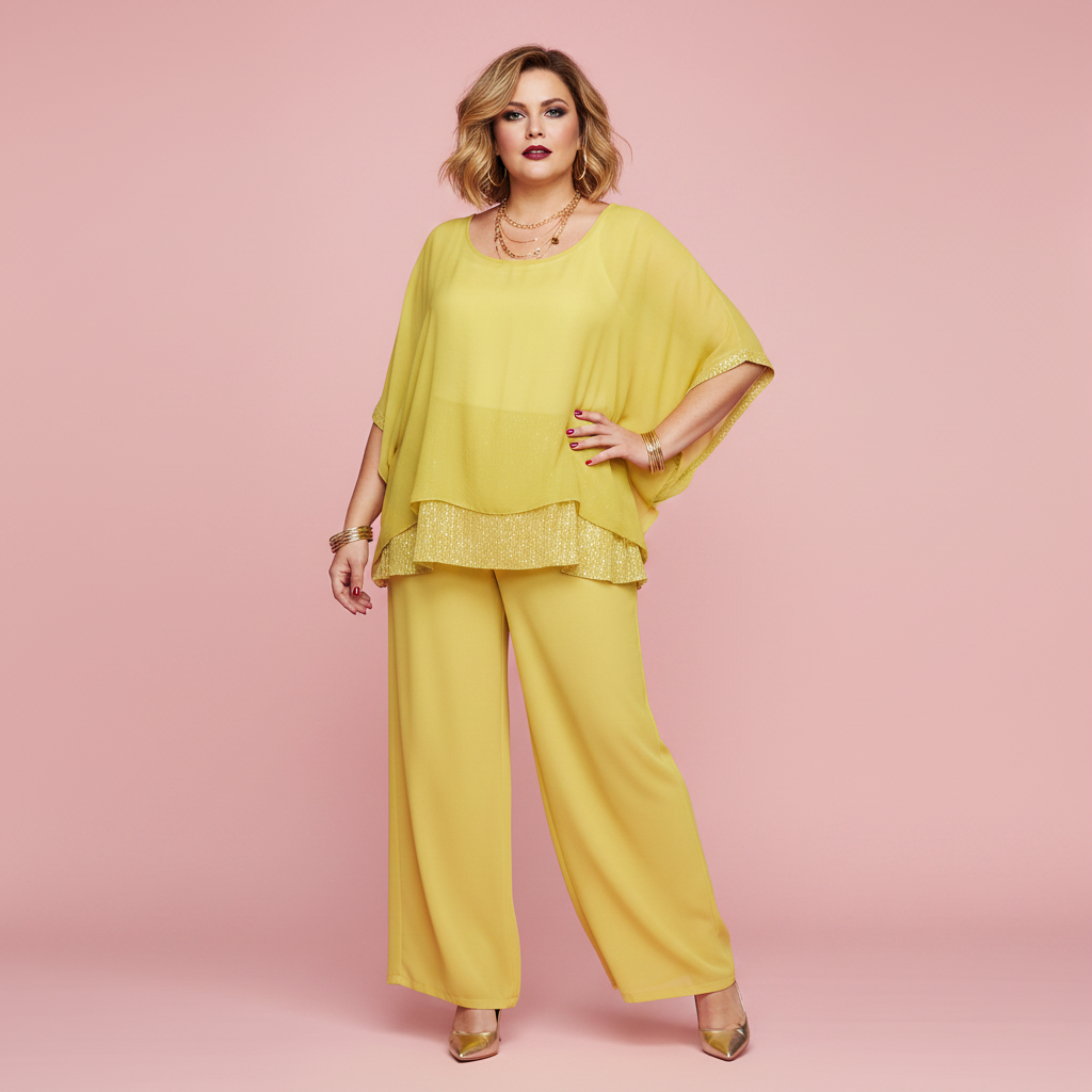 Total look amarillo palazzo