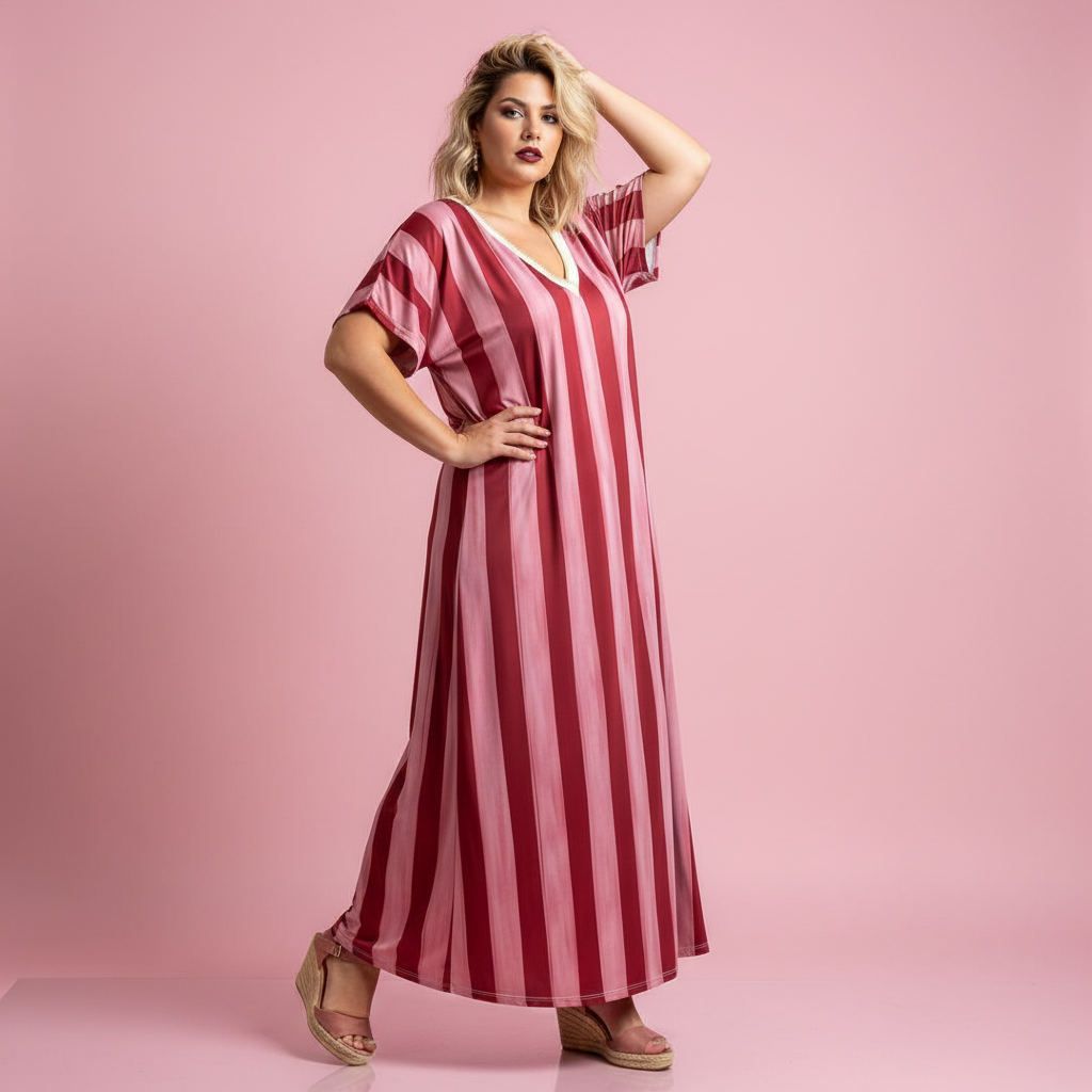 Vestido Fresa - Modelo Paqui fondo rosa