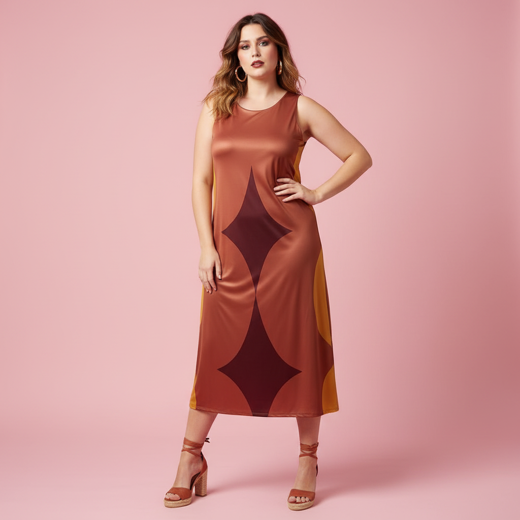 Vestido geométrico - Modelo estudio