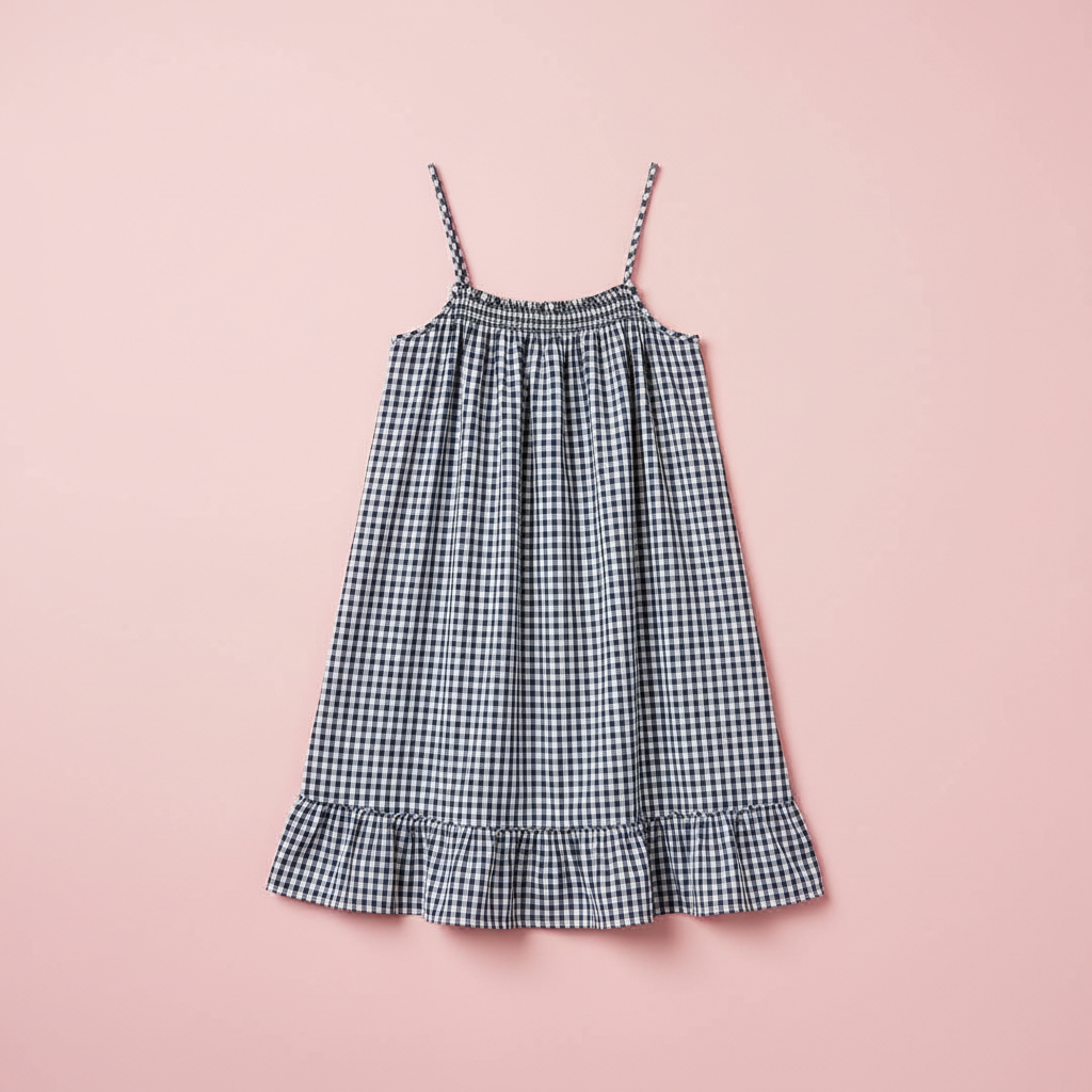Vestido Gingham Azul Marino - Producto solo