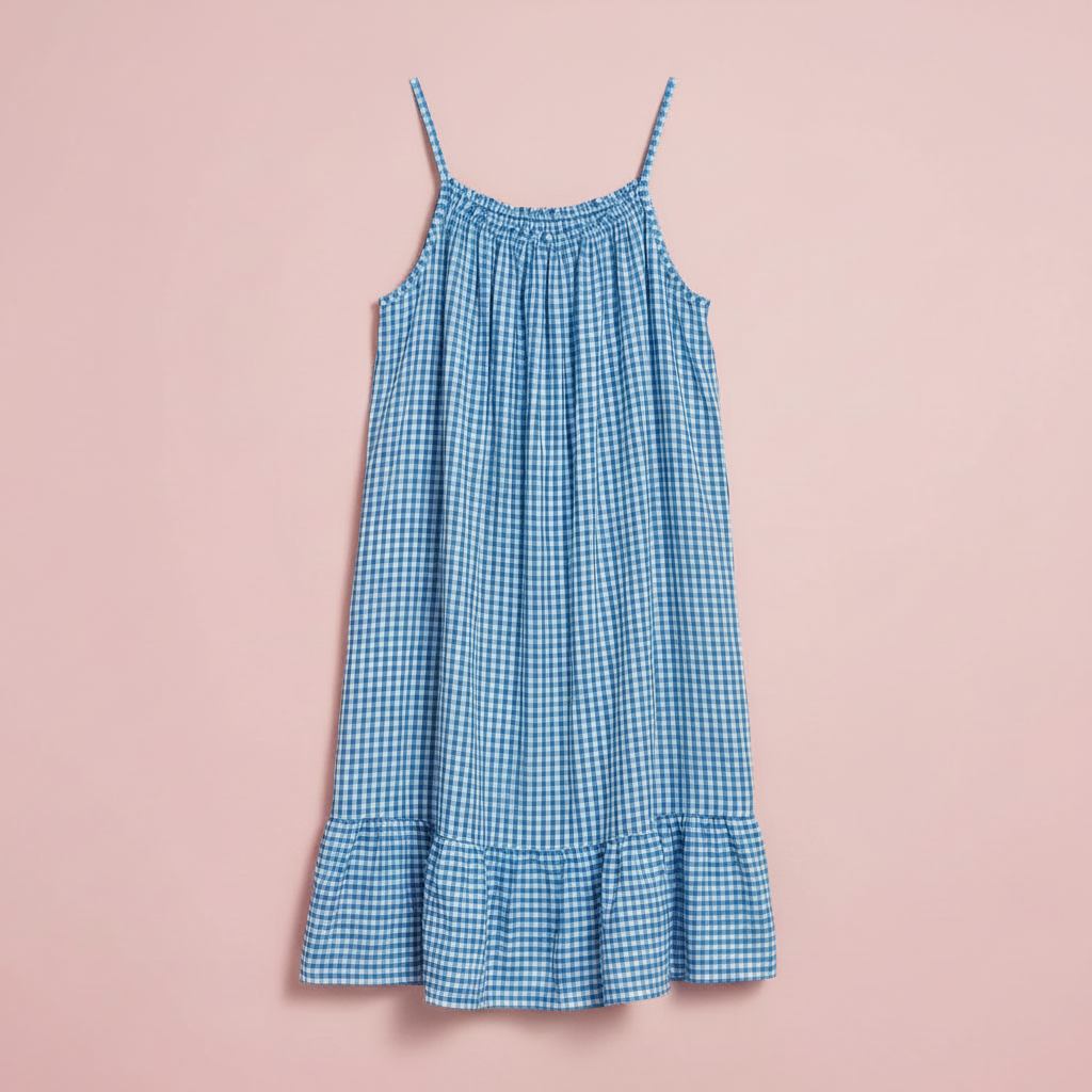 Vestido Gingham Celeste Intenso