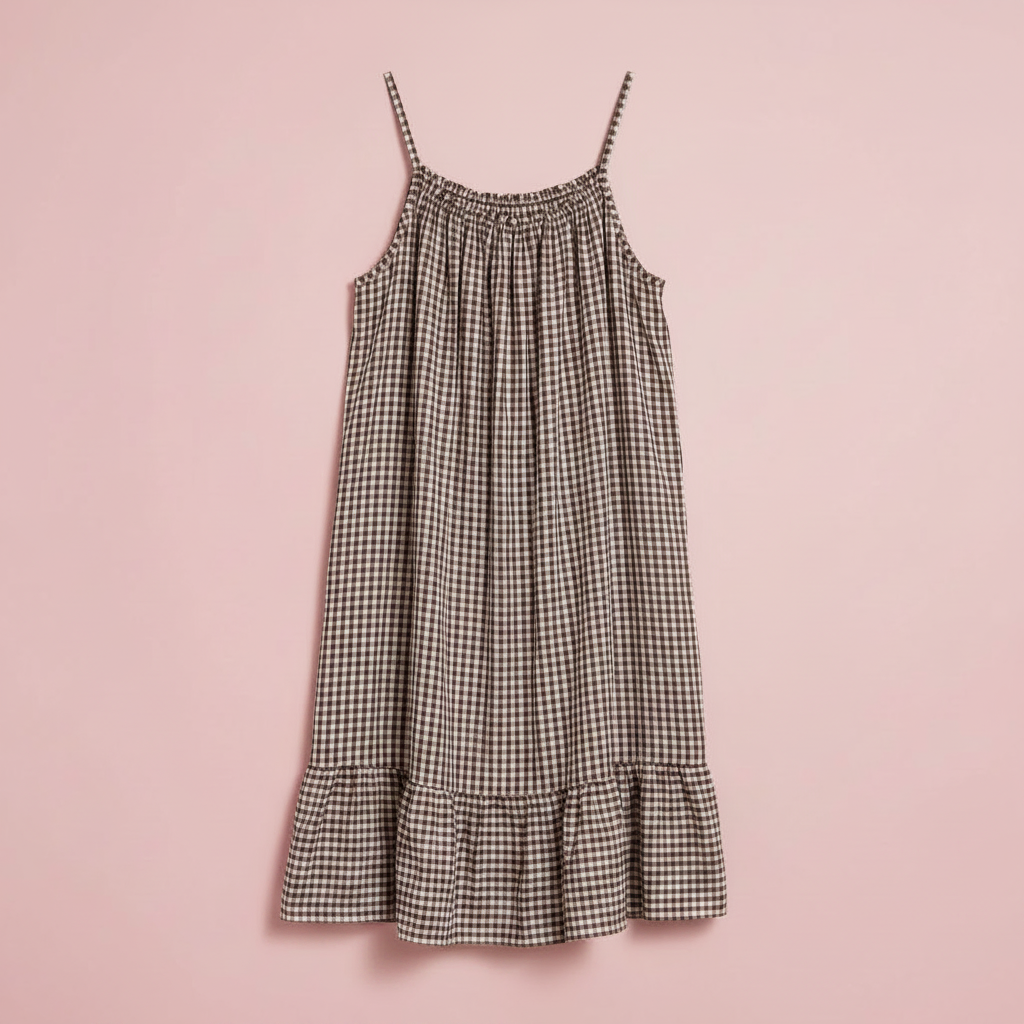 Vestido Gingham Marrón