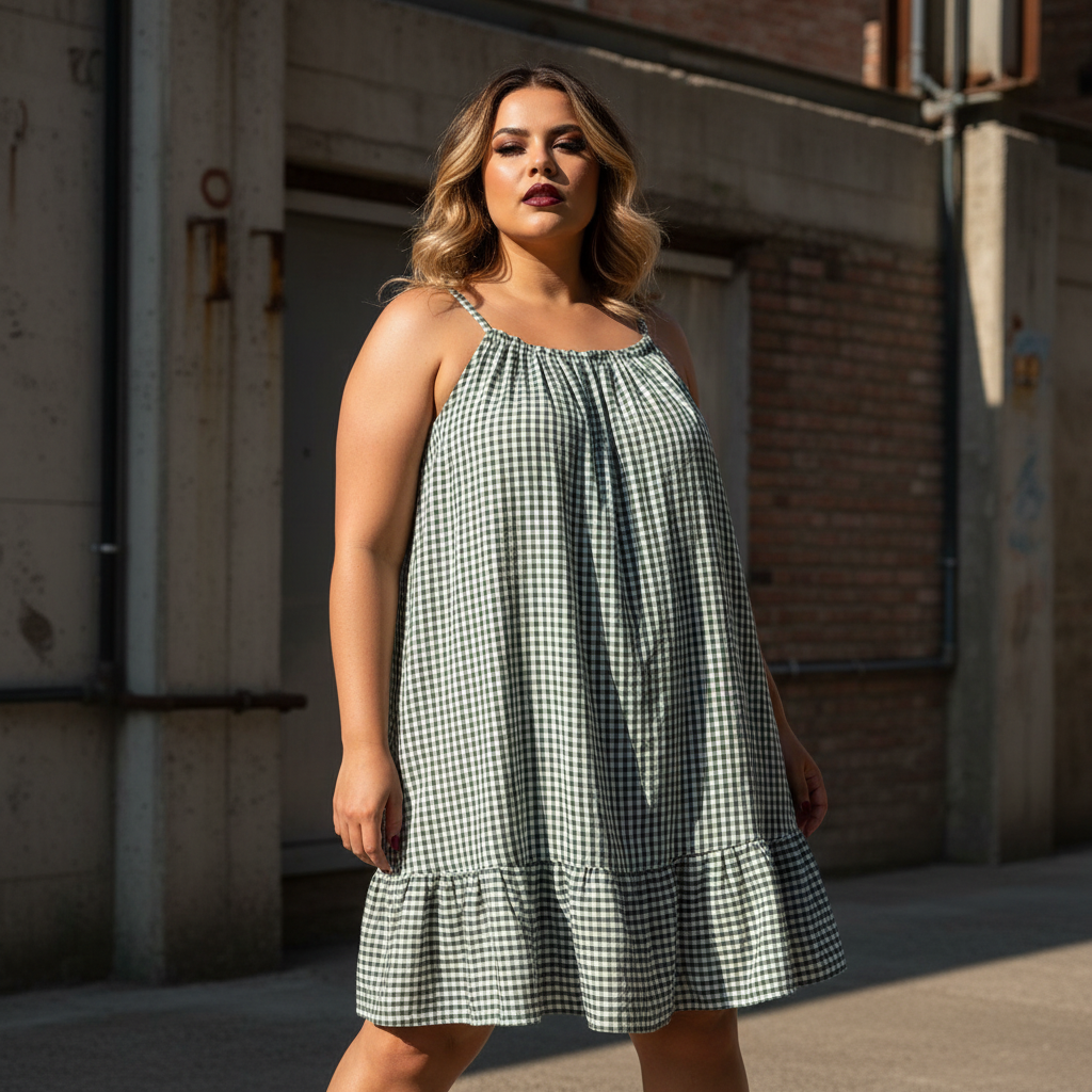 Vestido Gingham Verde - Exterior