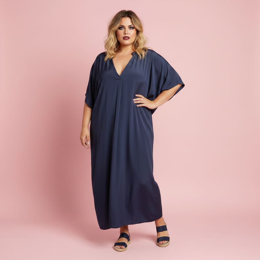 Vestido kaftan azul marino - modelo