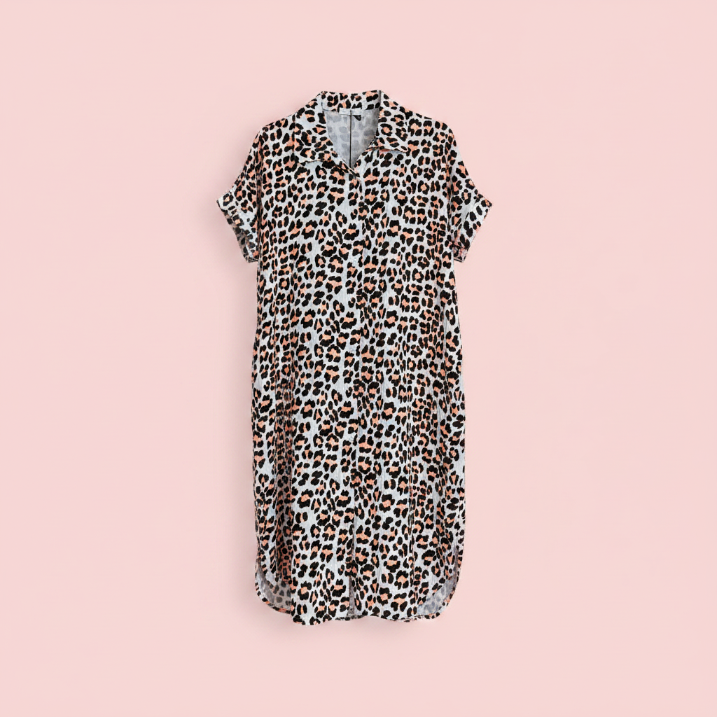 Vestido Leopardo Salmón - Producto Solo