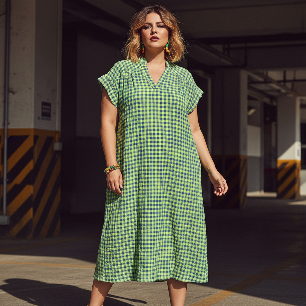 Vestido Madras Verde - Foto 4 Exterior