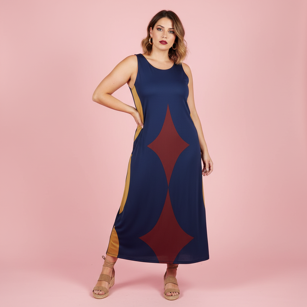 Vestido Mantova Azul - Modelo estudio